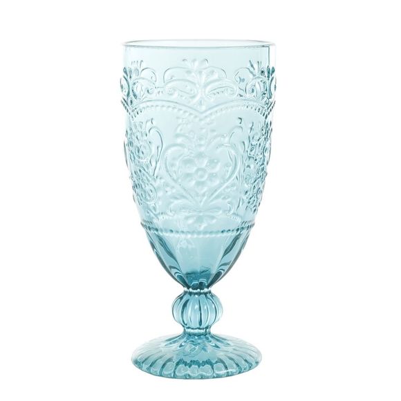 🌺 New Pioneer Woman (4) 14.7-Ounces Amelia Teal Blue Glass Goblets - Picture 8 of 9